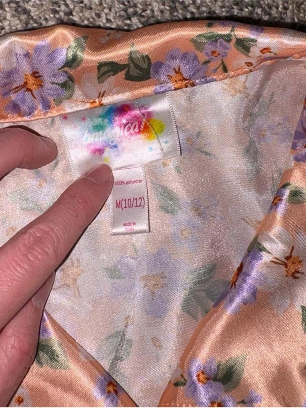 pink & purple floral satin pajama top
